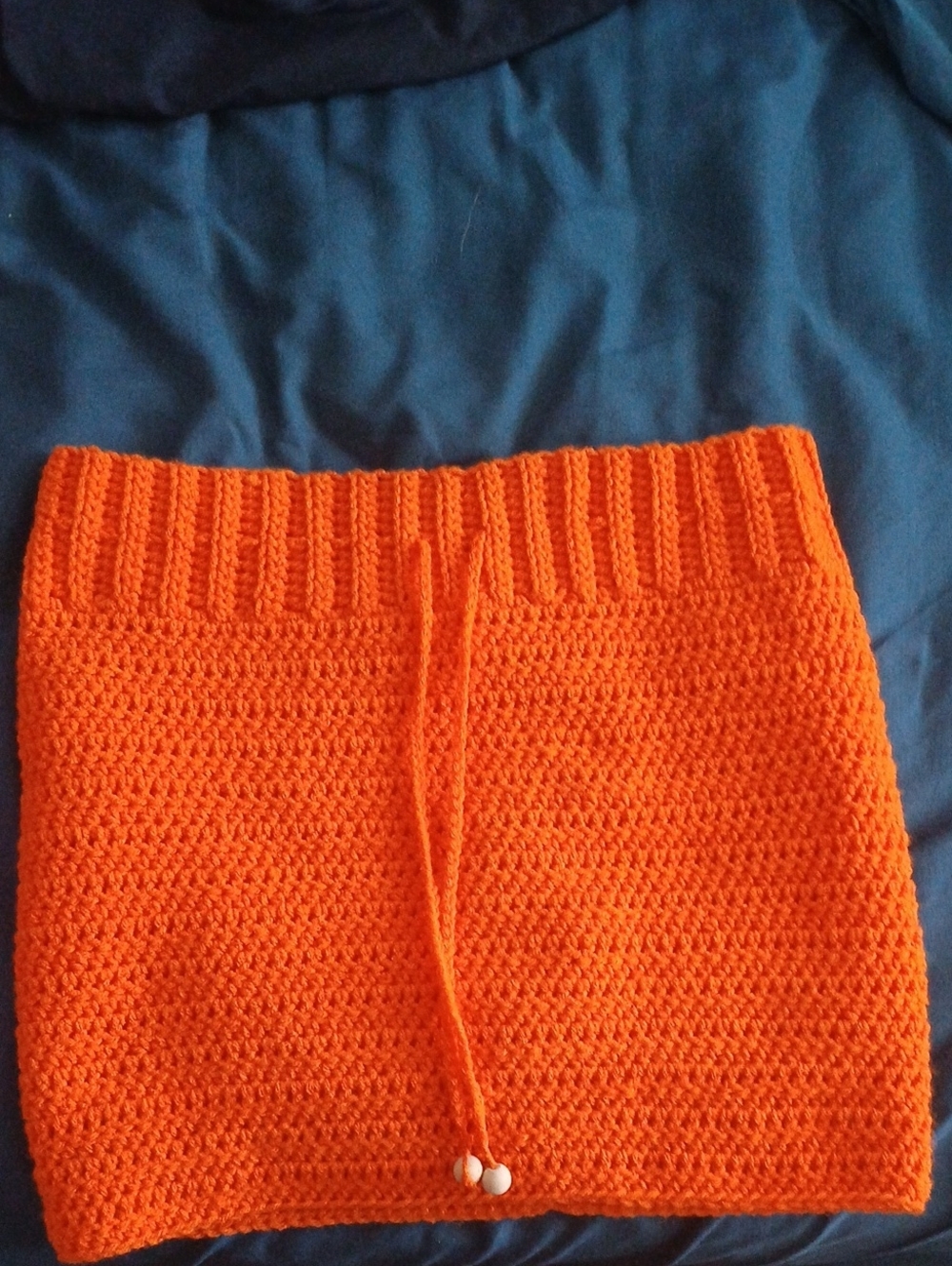 Hand Crafted Orange Crochet Mini Skirt
